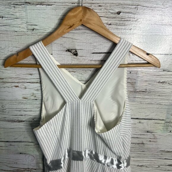 Banana Republic White striped silver Sheath Midi Dress size 2 - Picture 4 of 7